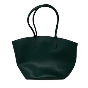 Adolfo Dominguez‎ Women's Green Leather Shoulder Bag Double Handle 18"x11"x5"​